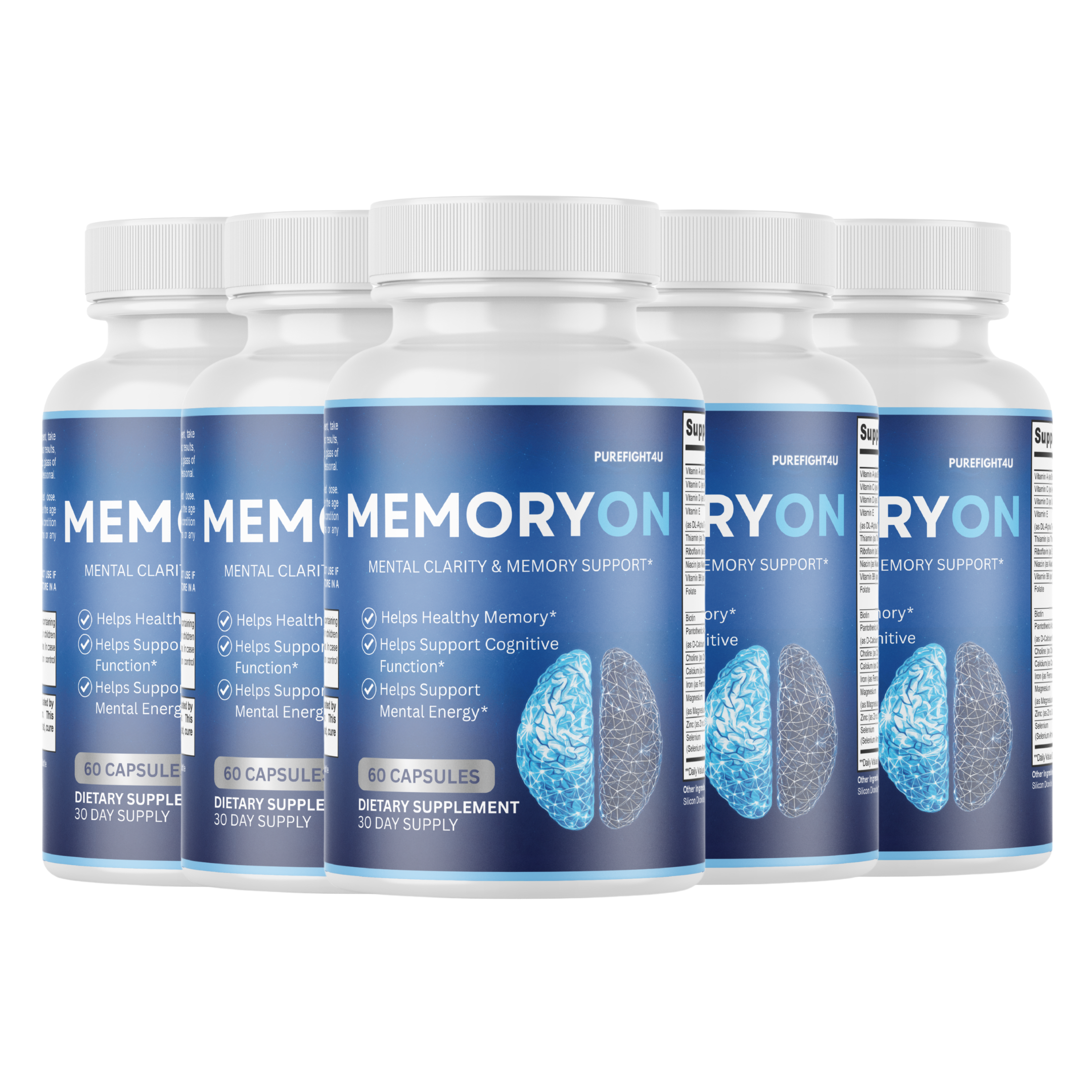 MemoryOn Brain Mental Clarity Support Supplement | 60 Capsules