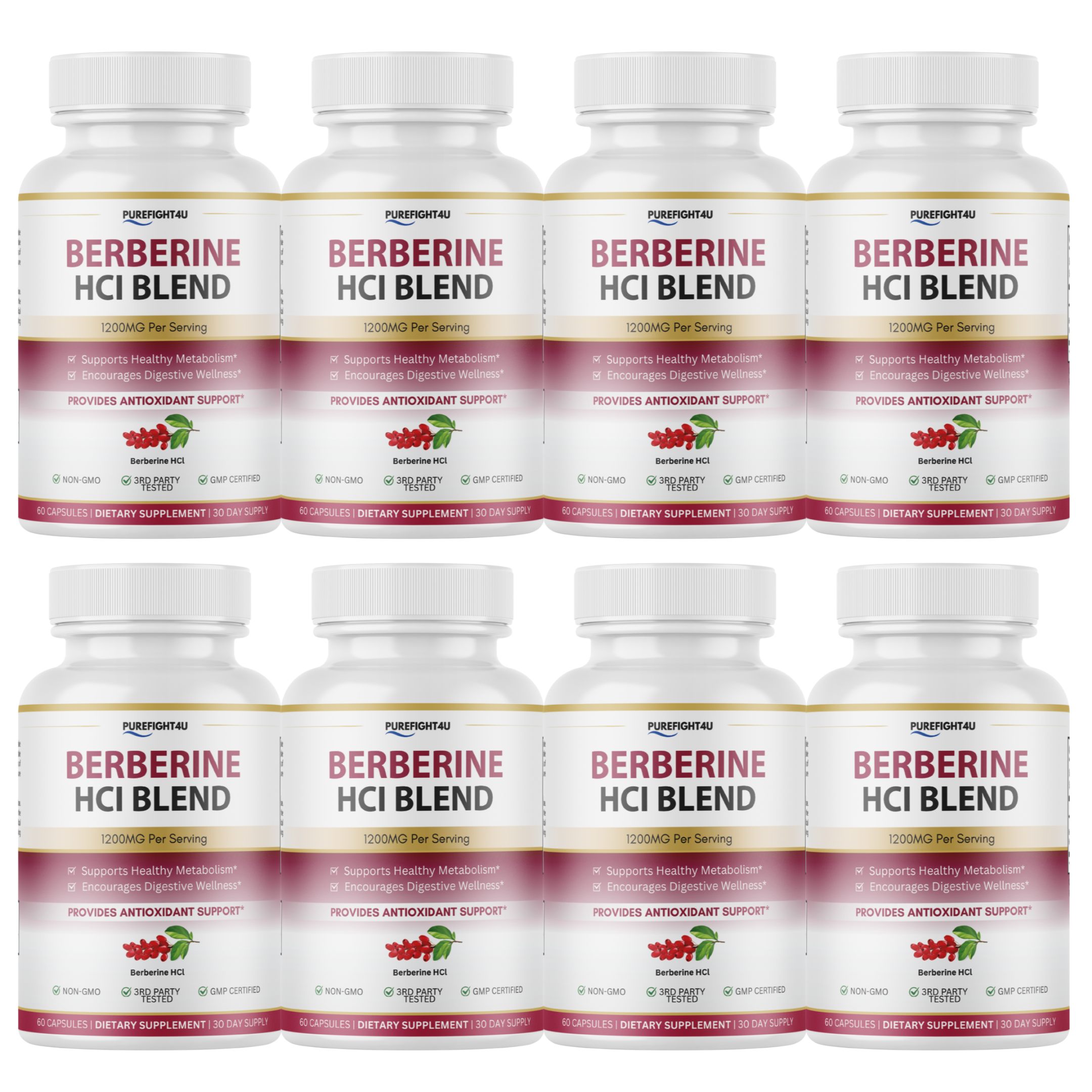 Berberine HCl 1200mg Metabolism Digestive Support - 60 Capsules