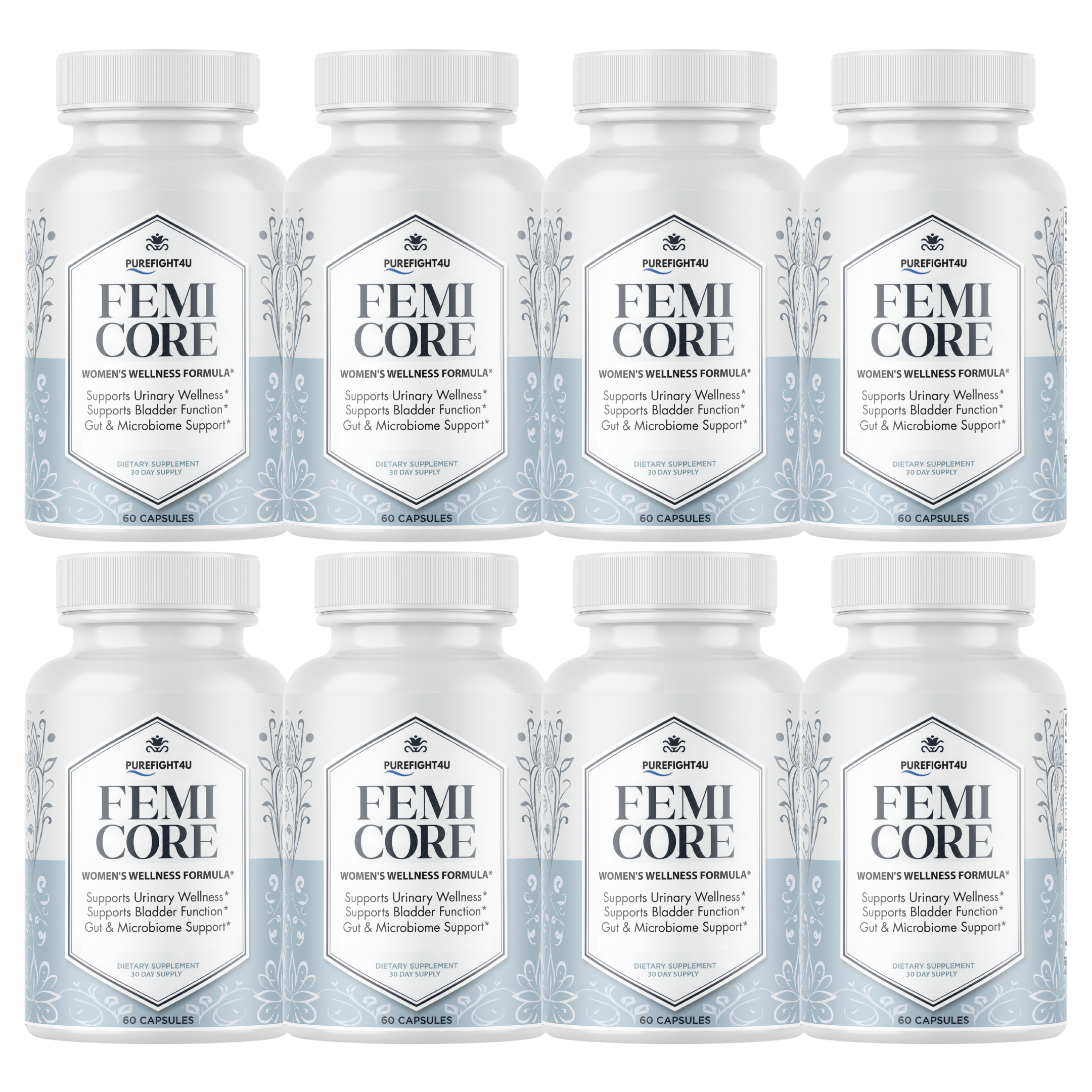 FemiCore Women's Daily Wellness Formula Supplement - 60 Capsules | 8 Bottles