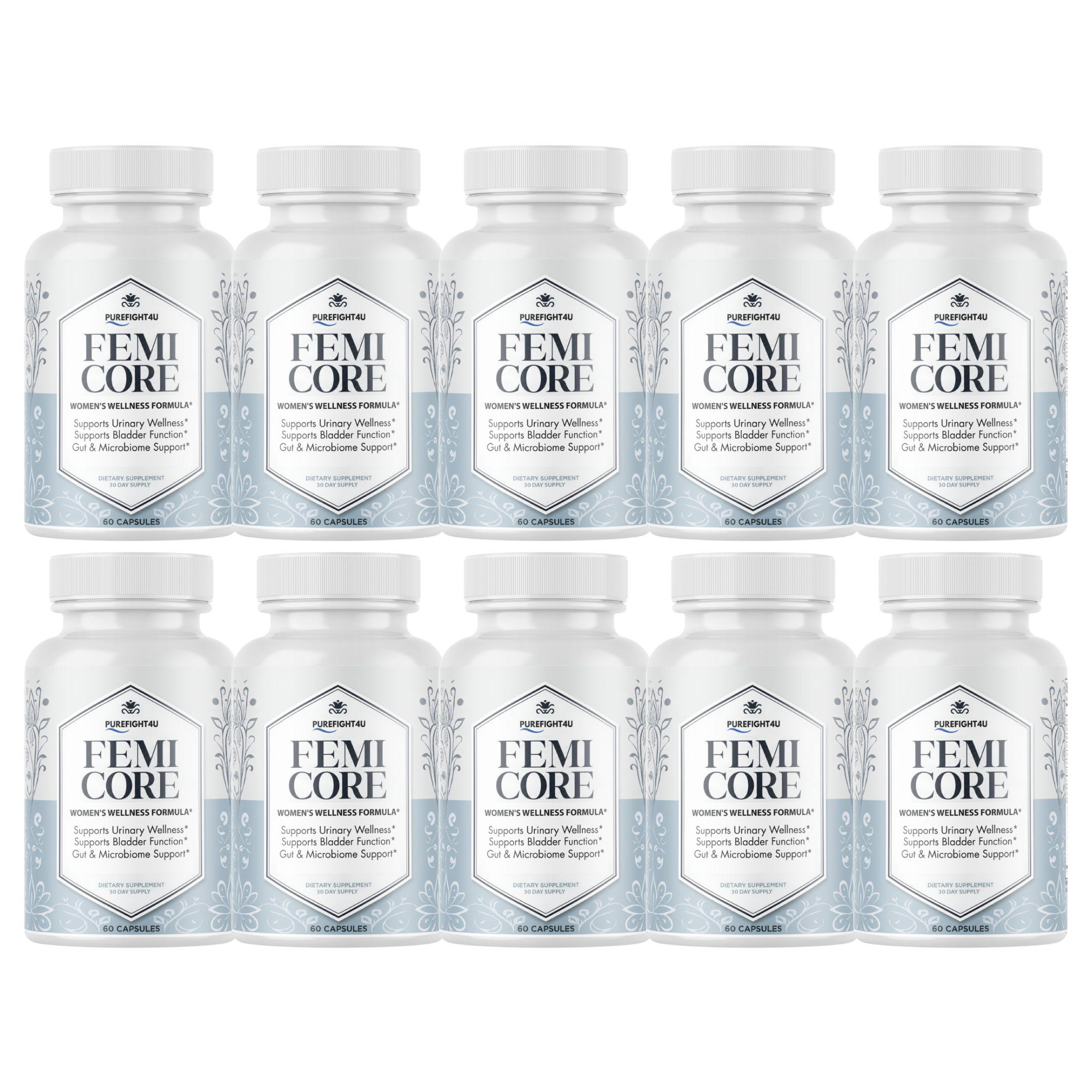 FemiCore Women's Daily Wellness Formula Supplement - 60 Capsules | 10 Bottles