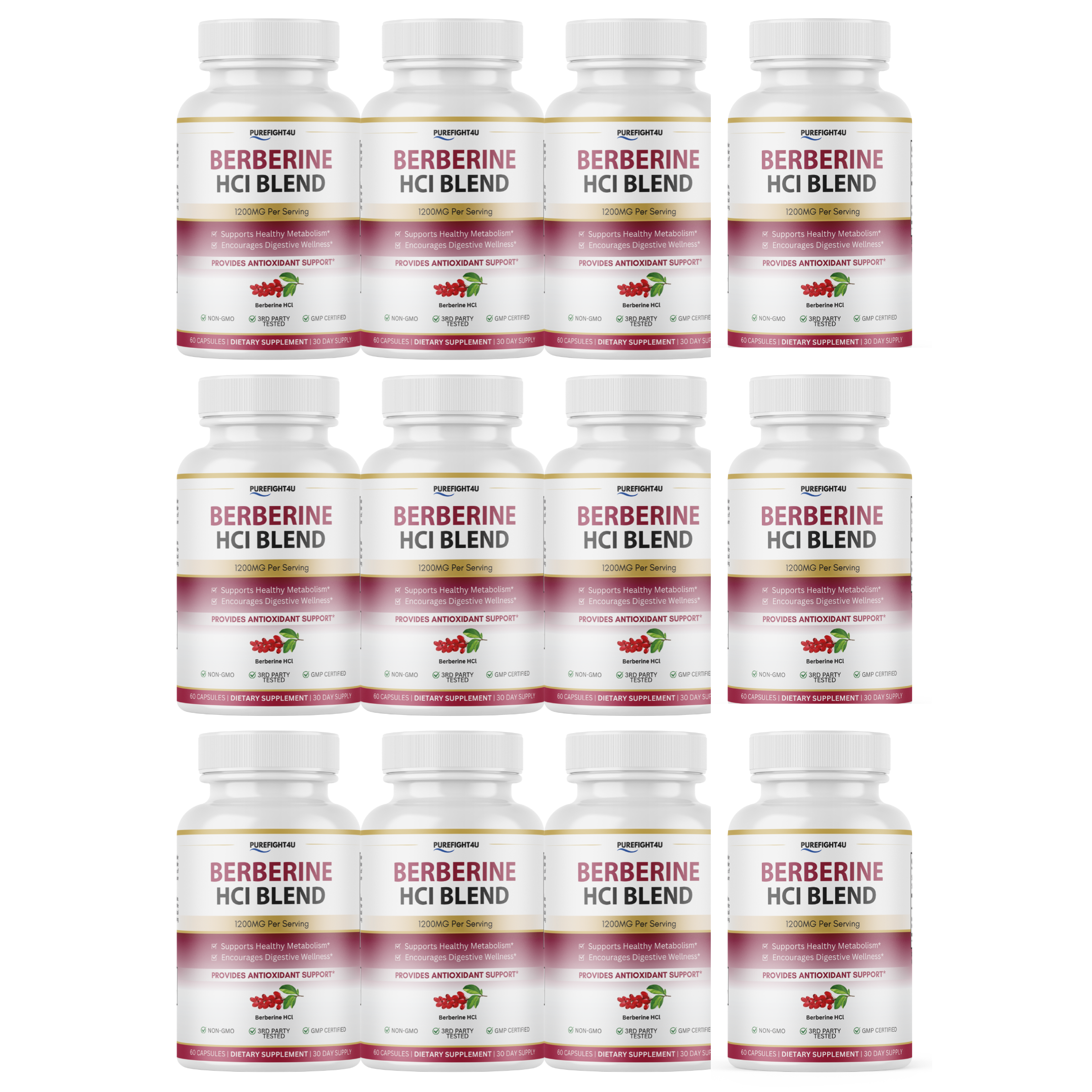 Berberine HCl 1200mg Metabolism Digestive Support - 60 Capsules