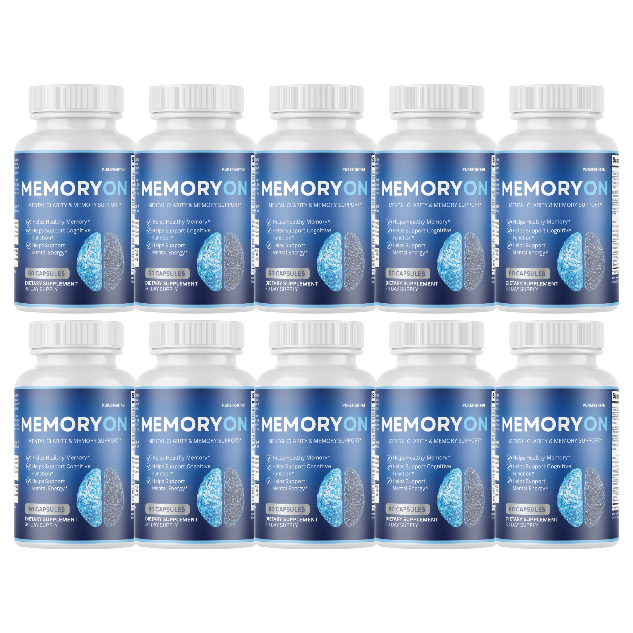 MemoryOn Brain Mental Clarity Support Supplement | 60 Capsules