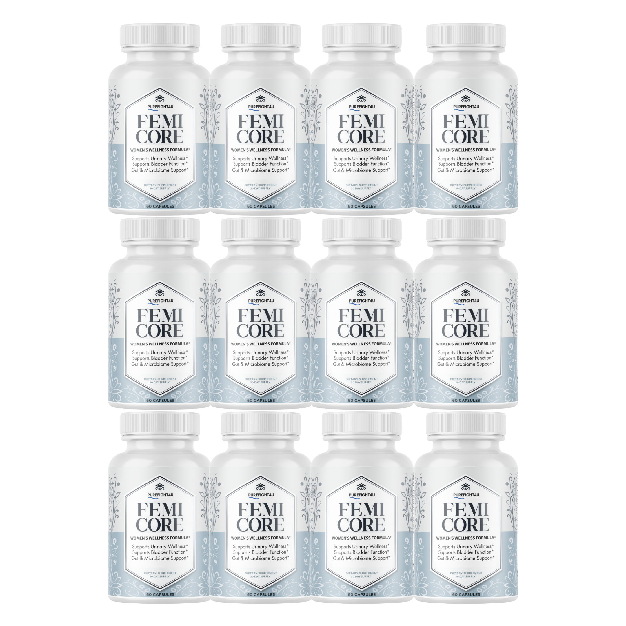 FemiCore Women's Daily Wellness Formula Supplement - 60 Capsules | 12 Bottles