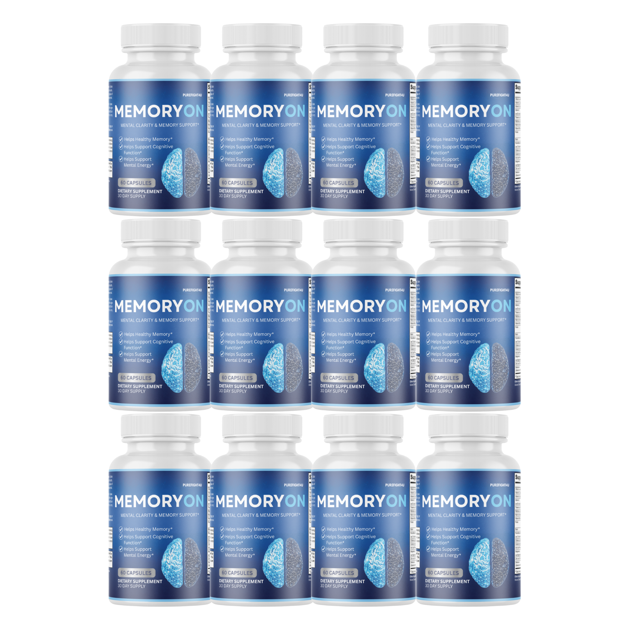MemoryOn Brain Mental Clarity Support Supplement | 60 Capsules