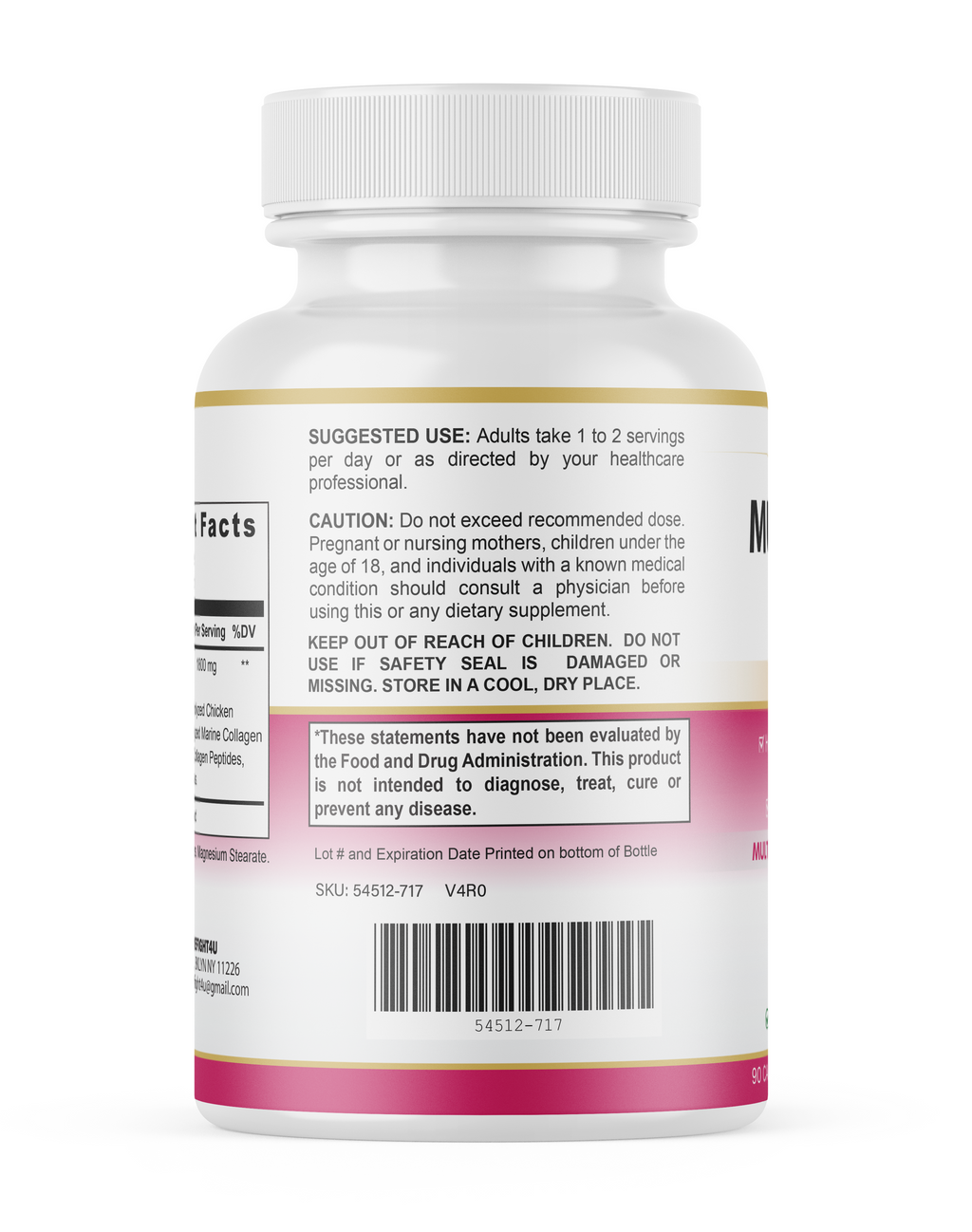 Multi Collagen Complex Type I II III V X 1800mg Skin Hair Nails Support 90 Capsules
