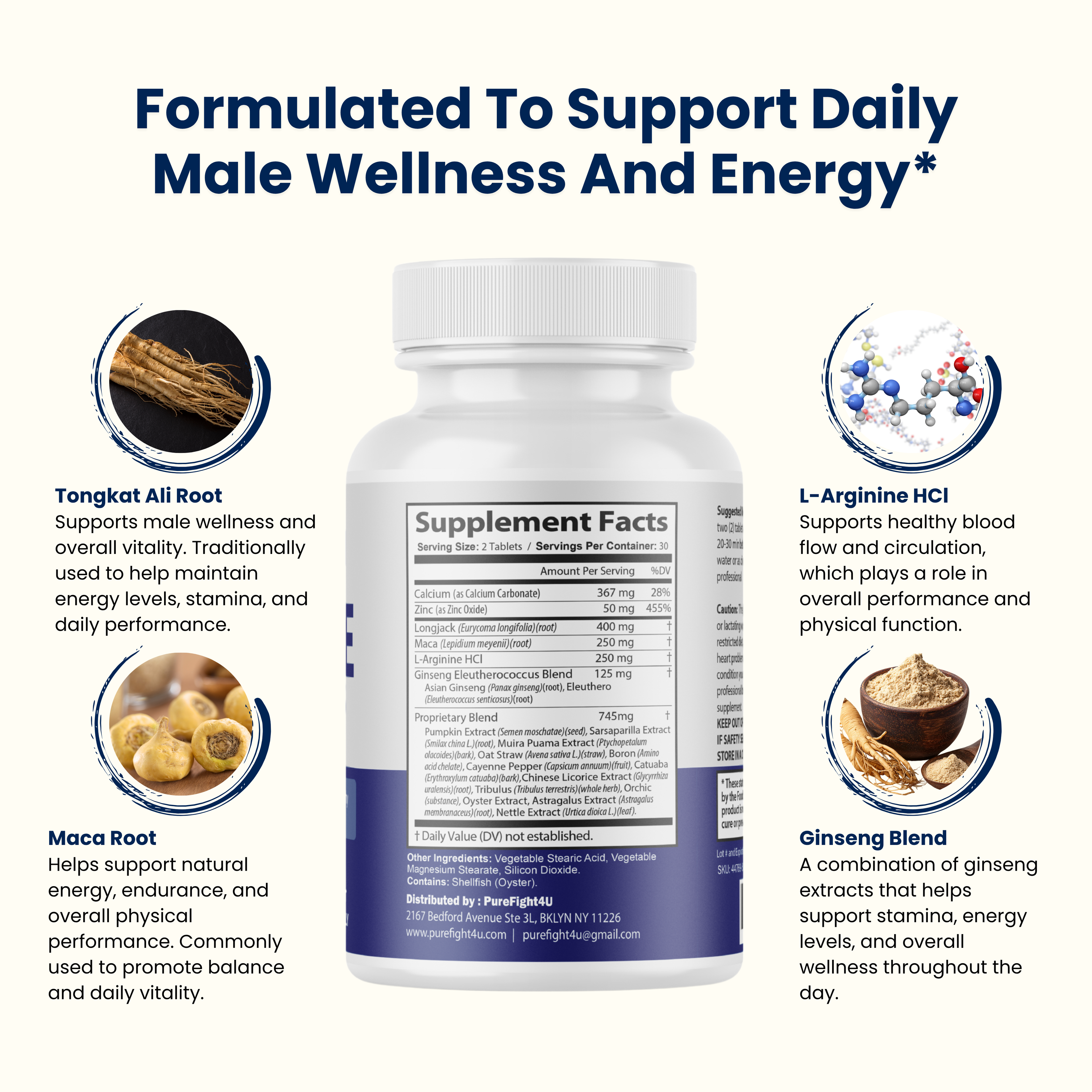 Male Tablets Daily Wellness Support for Energy & Vitality Supplement- 60 Tablets