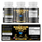 PureFight4U Magnesium Complex 500 mg, Multi-Form Magnesium Dietary Supplement, 60 Capsules