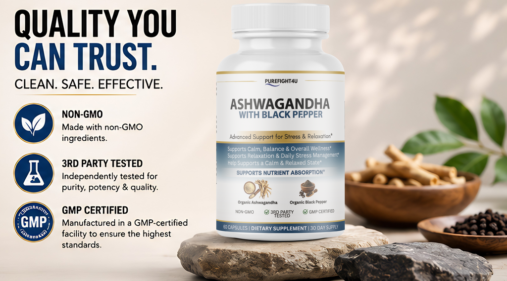 Ashwagandha Stress Relaxation Calm Support Supplement 60 Capsules