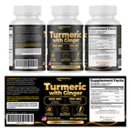 PUREFIGHT4U Turmeric with Ginger, 500 mg Turmeric & 100 mg Ginger Extract, Joint Wellness Support, 60 Capsules