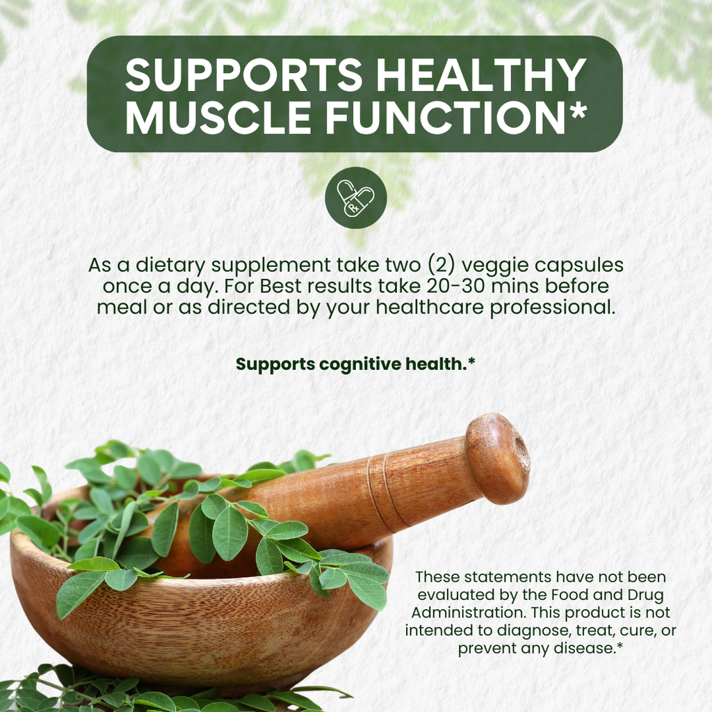 Moringa Capsules 100% Pure, Supports Overall Wellness Supplement - 60 Capsules