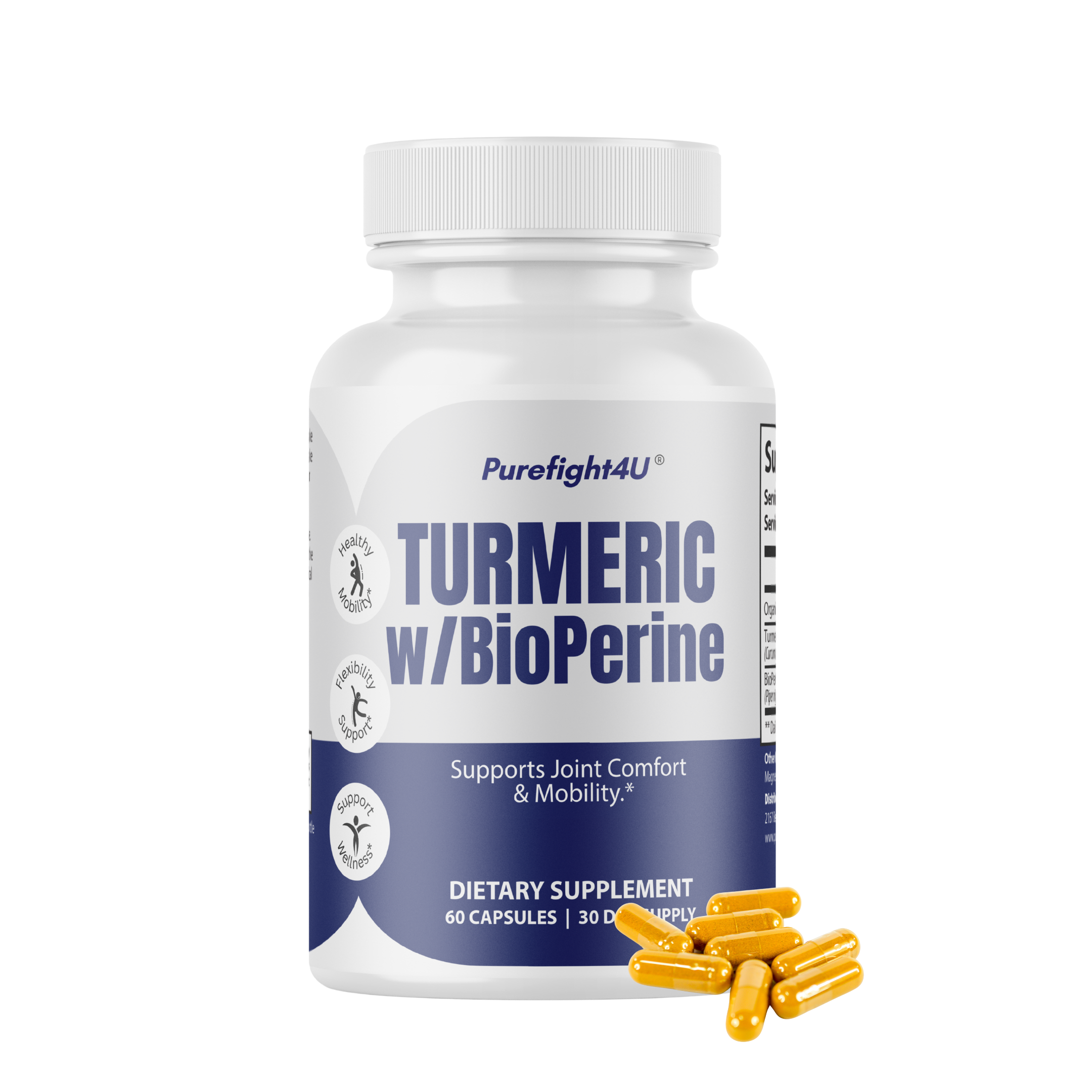 Turmeric w/ BioPerine Supports Joint Comfort & Mobility Supplement - 60 Capsules