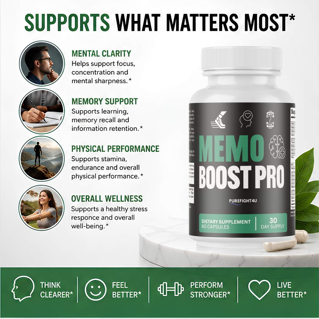 Memo Boost Pro Brain & Focus Memory Support Supplement | 60 Capsules