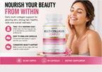 Multi Collagen Complex Type I II III V X 1800mg Skin Hair Nails Support 90 Capsules