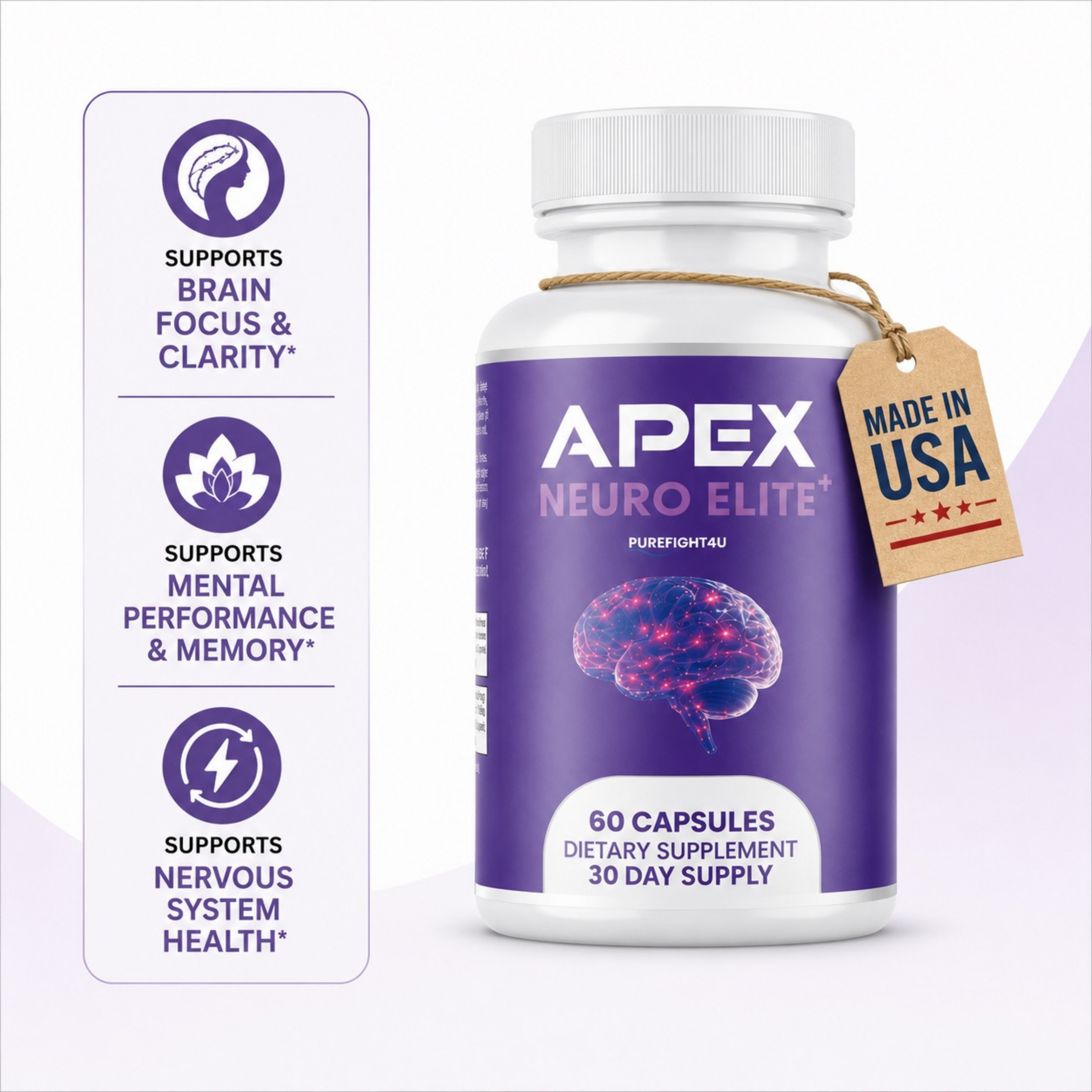 Apex Neuro Elite Focus & Clarity Support Supplement  | 60 Capsules