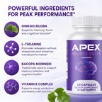 Apex Neuro Elite Focus & Clarity Support Supplement  | 60 Capsules