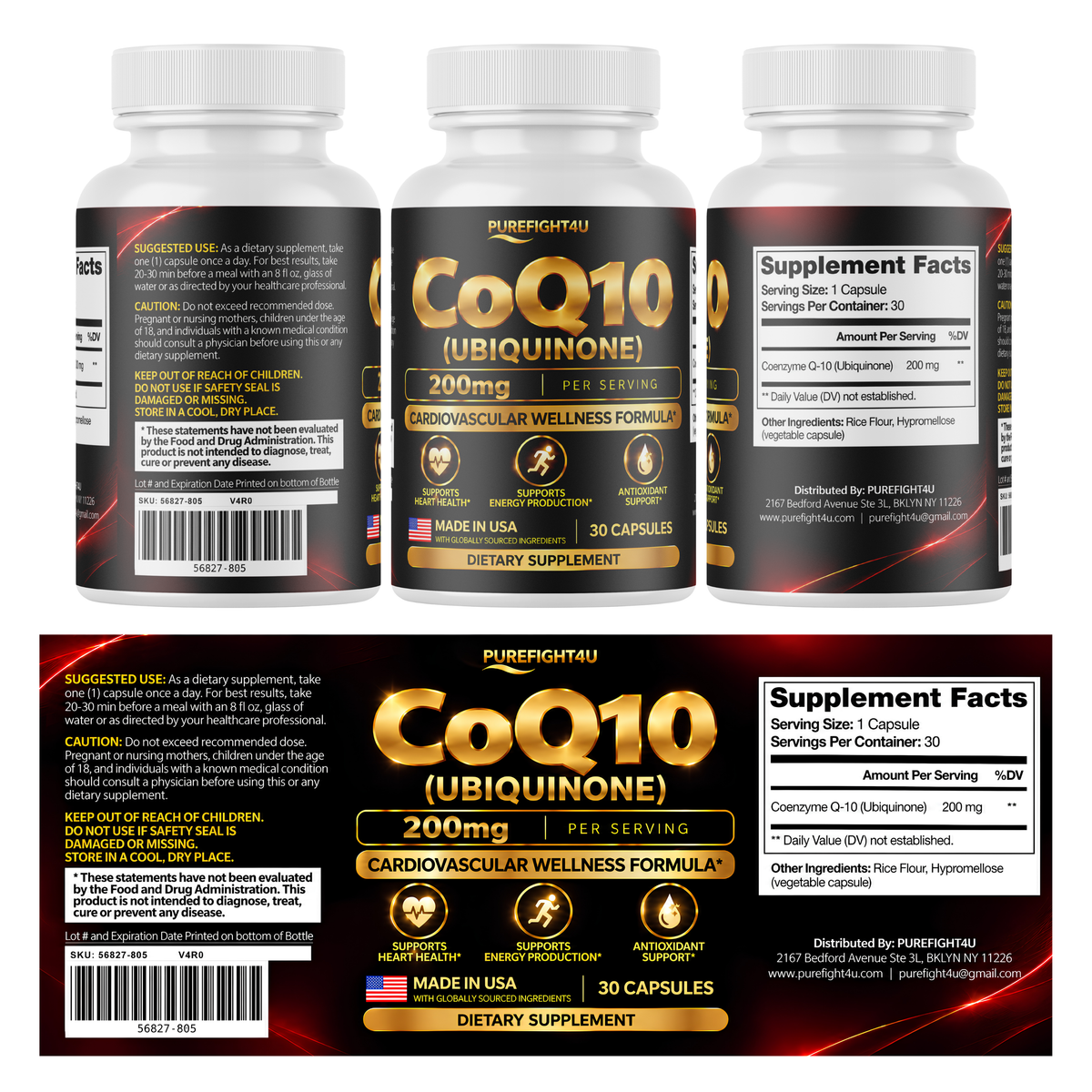 PureFight4U CoQ10 200 mg Ubiquinone Dietary Supplement, 30 Capsules