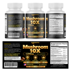 PureFight4U Mushroom 10X Complex 1,330 mg, Cordyceps, Reishi, Shiitake & Lion's Mane, 60 Capsules