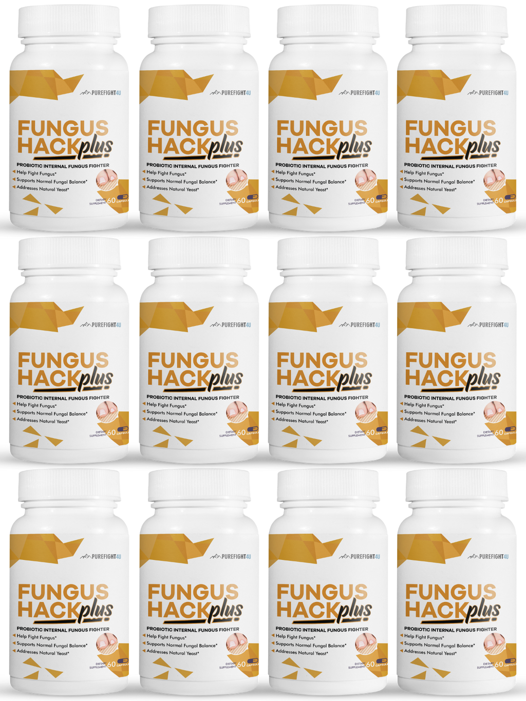 Fungus Hack Plus Probiotic Internal Fungus Fighter 12 Bottles - 720 capsules