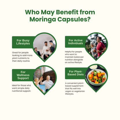 Moringa Capsules 100% Pure, Supports Overall Wellness Supplement - 60 Capsules