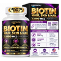 PureFight4U Biotin 5,000 mcg Dietary Supplement, Hair Skin & Nail Formula, 60 Capsules