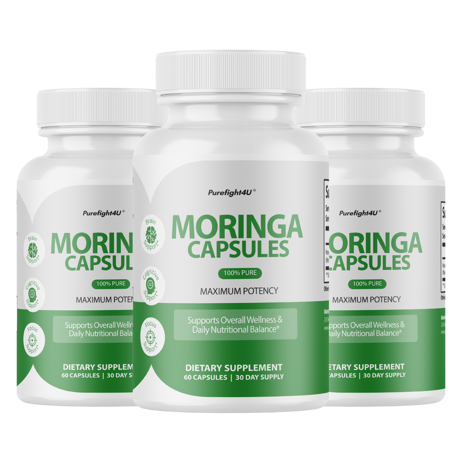 Moringa Capsules 100% Pure, Supports Overall Wellness Supplement - 60 Capsules