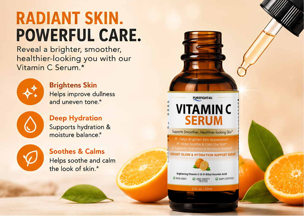 Purefight4U Vitamin C Serum for Face Anti Aging Formula 1FL oz 30ML