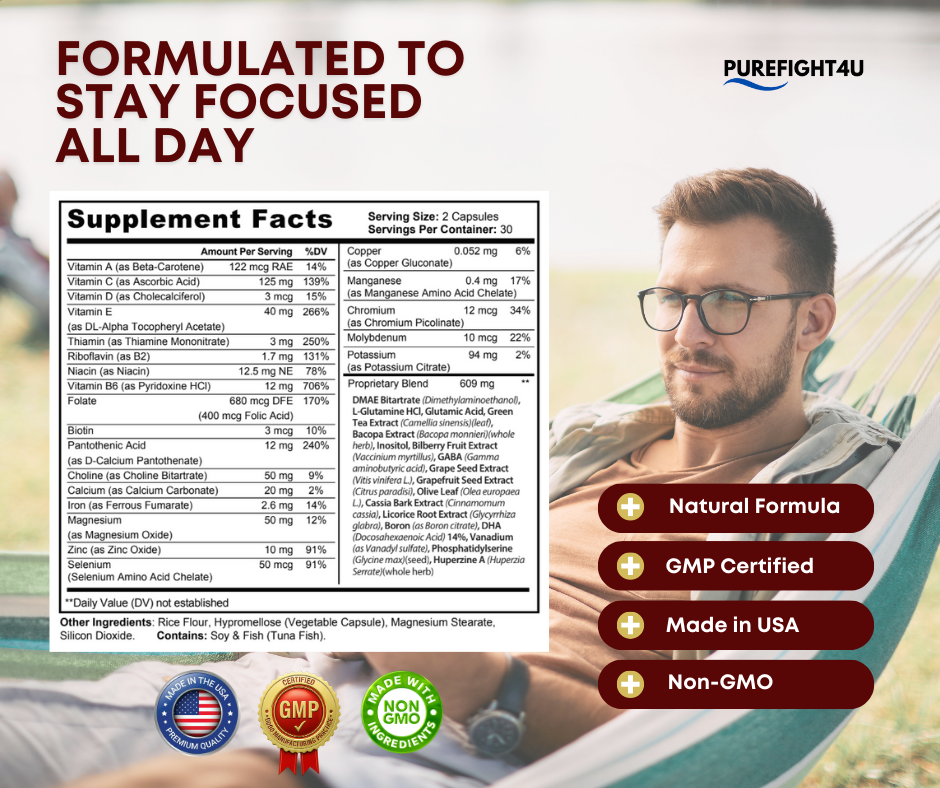 Brain Productivity - Reduce Feelings of Overwhelm Supplement 60 Capsules