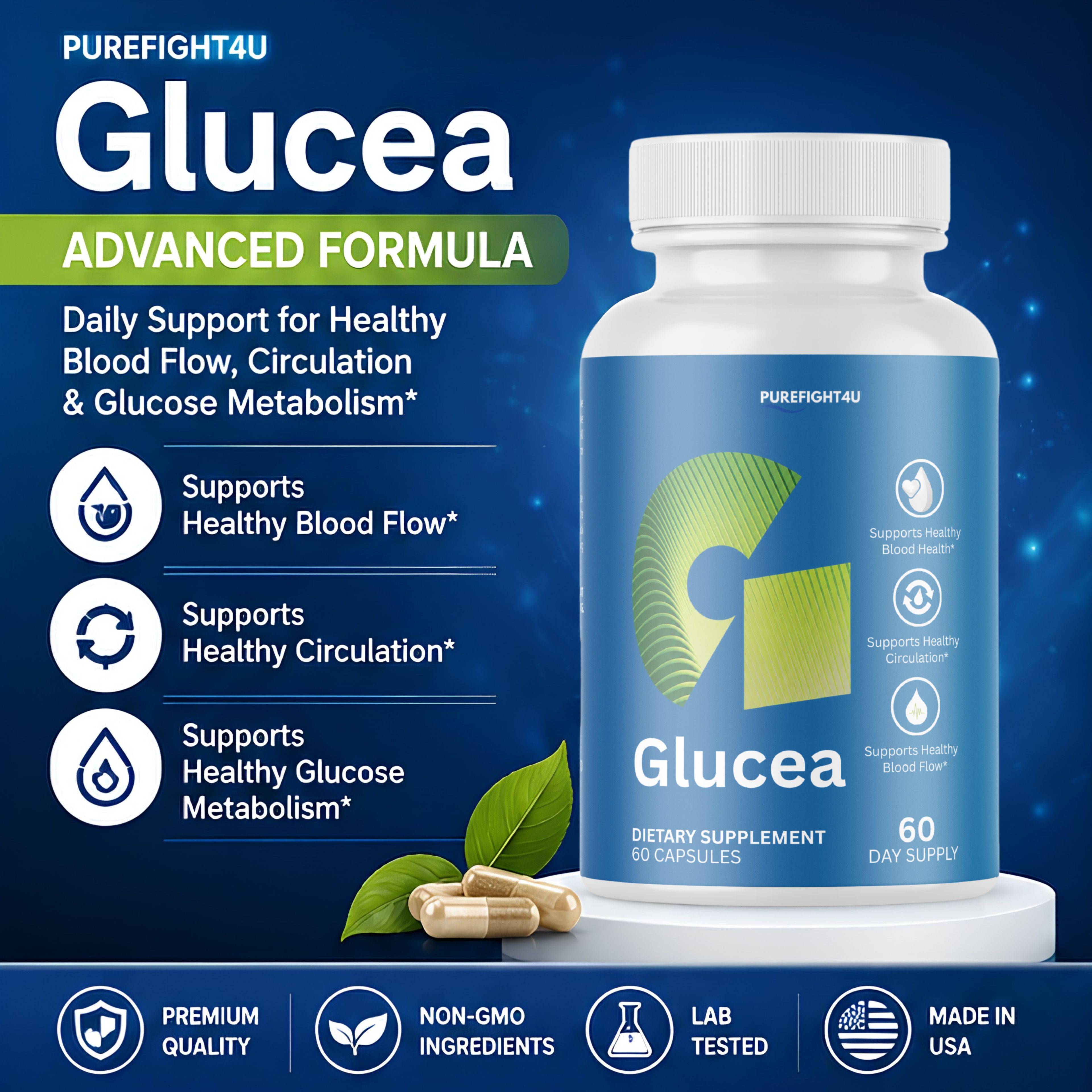 Glucea - Blood Balance Support Formula Supplement - 60 Capsules