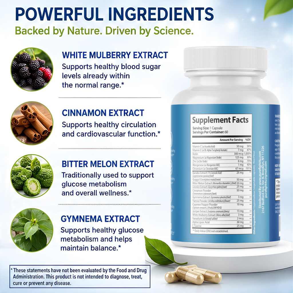 Glucea - Blood Balance Support Formula Supplement - 60 Capsules