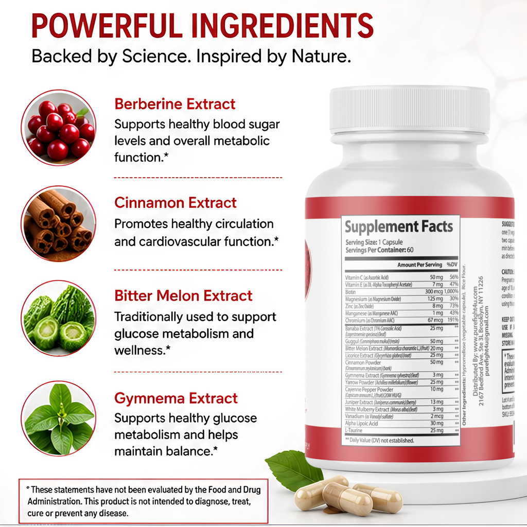 GlucoRX - Blood Balance Support Formula Supplement - 60 Capsules