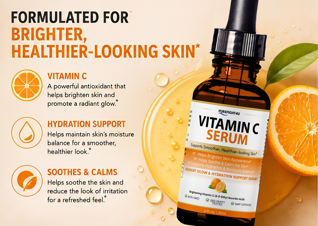 Purefight4U Vitamin C Serum for Face Anti Aging Formula 1FL oz 30ML