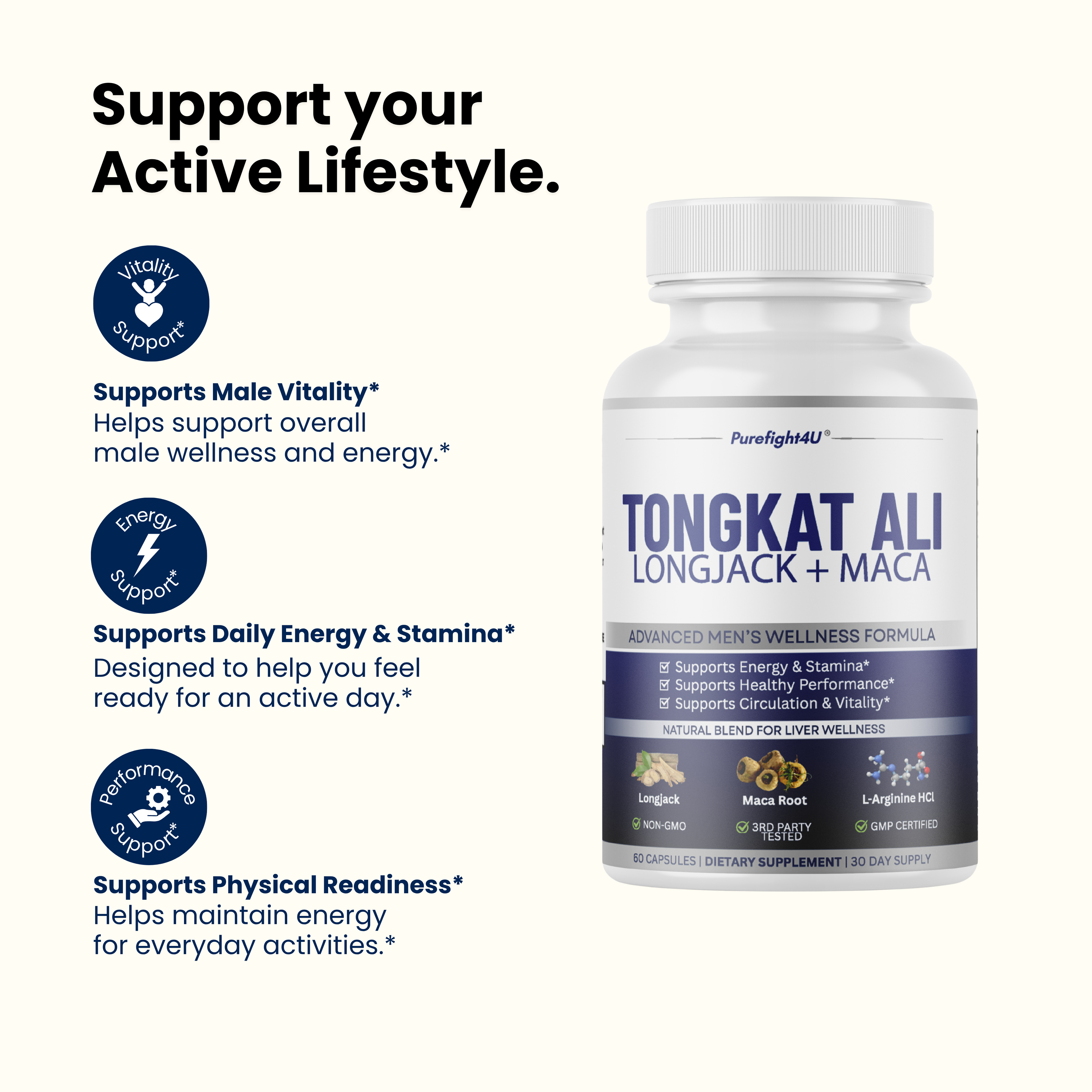 Tongkat Ali Longjack +Maca Advanced Male Performance Supplement to Boost Stamina - 60 Capsules