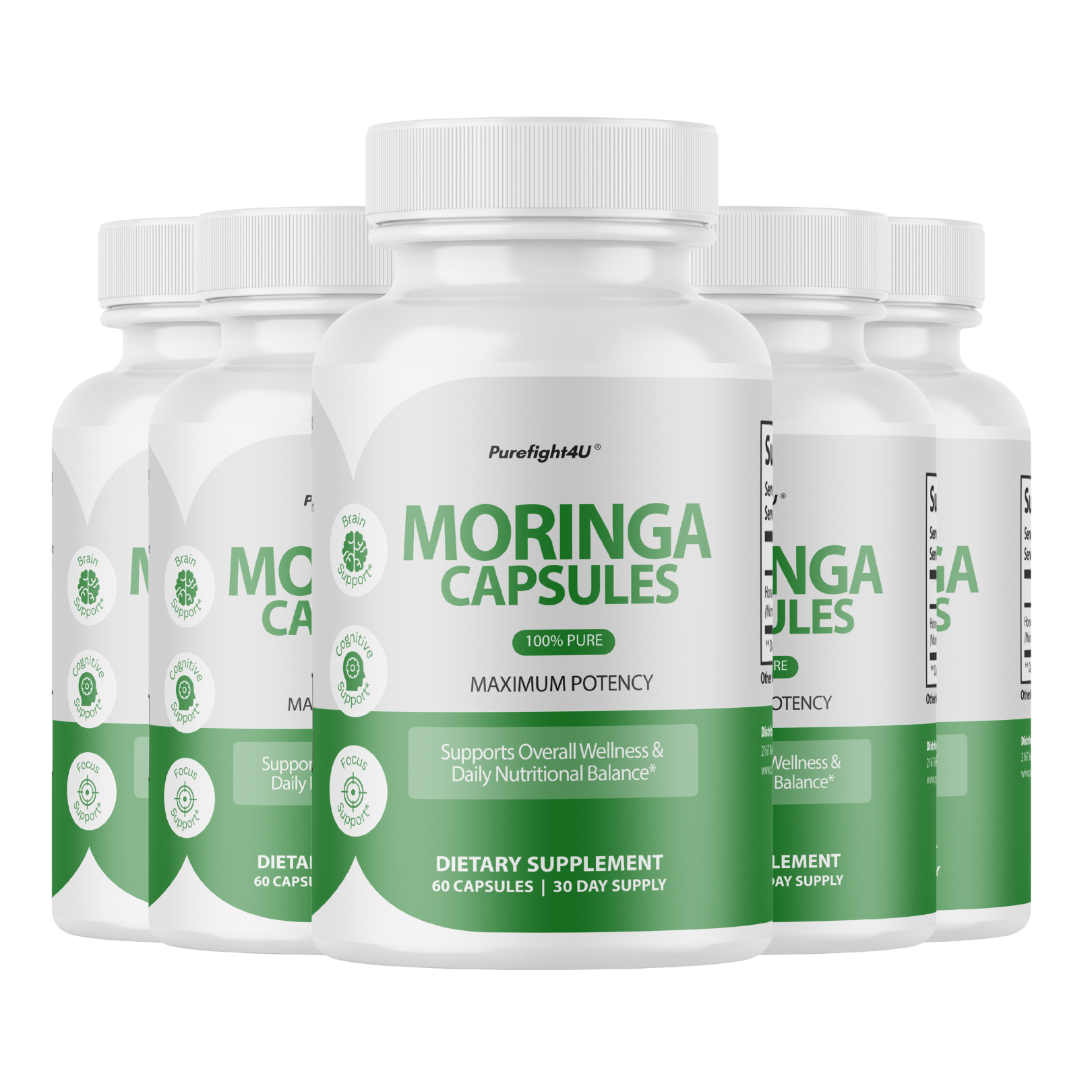 Moringa Capsules 100% Pure, Supports Overall Wellness Supplement - 60 Capsules
