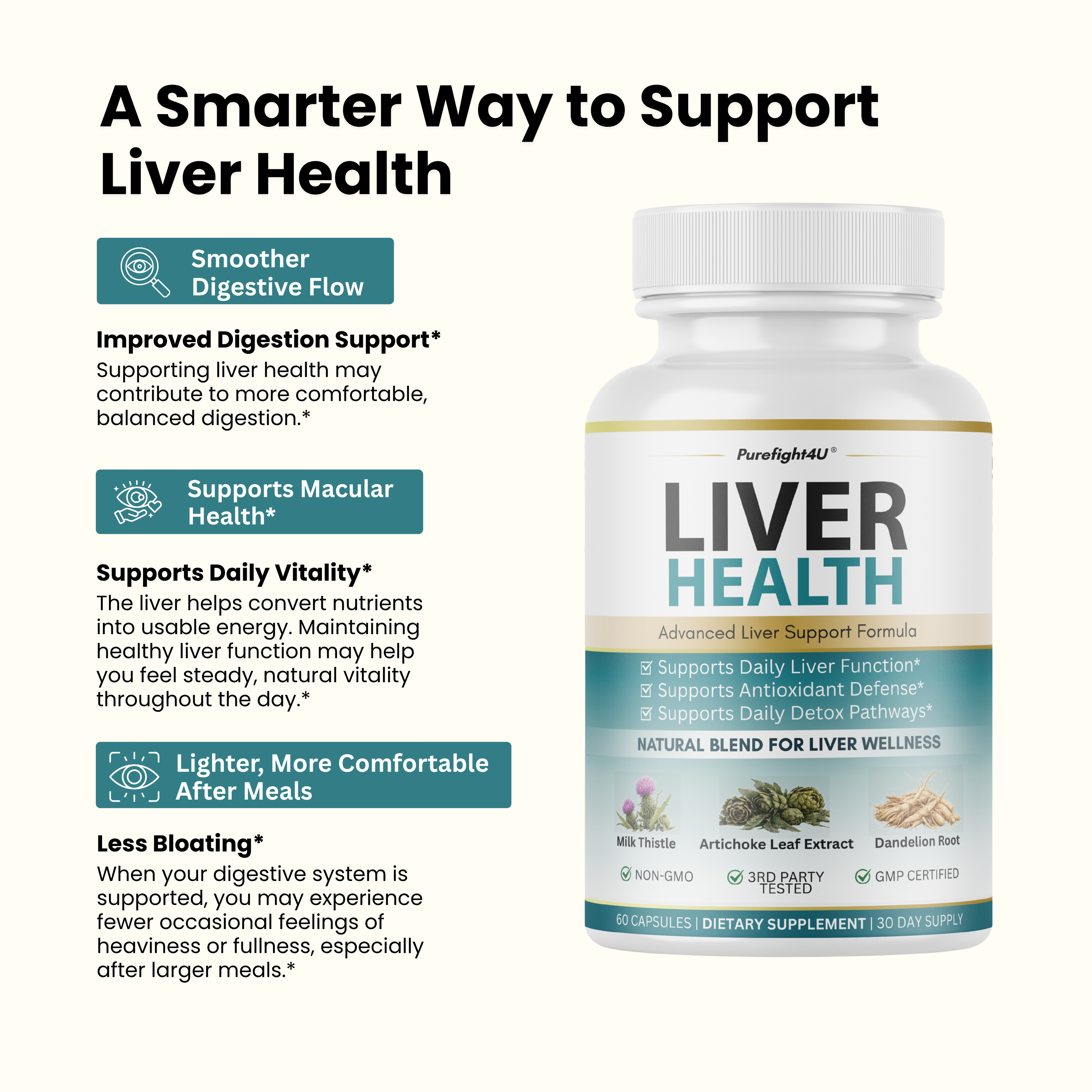 Liver Health Advanced Liver Wellness Support Formula Supplement - 60 Bottles