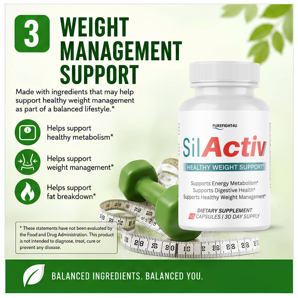 SilActiv Healthy Weight Support | Energy & Digestive Wellness Formula | 60 Capsules - 10 Bottles