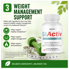 SilActiv Healthy Weight Support | Energy & Digestive Wellness Formula | 60 Capsules - 10 Bottles