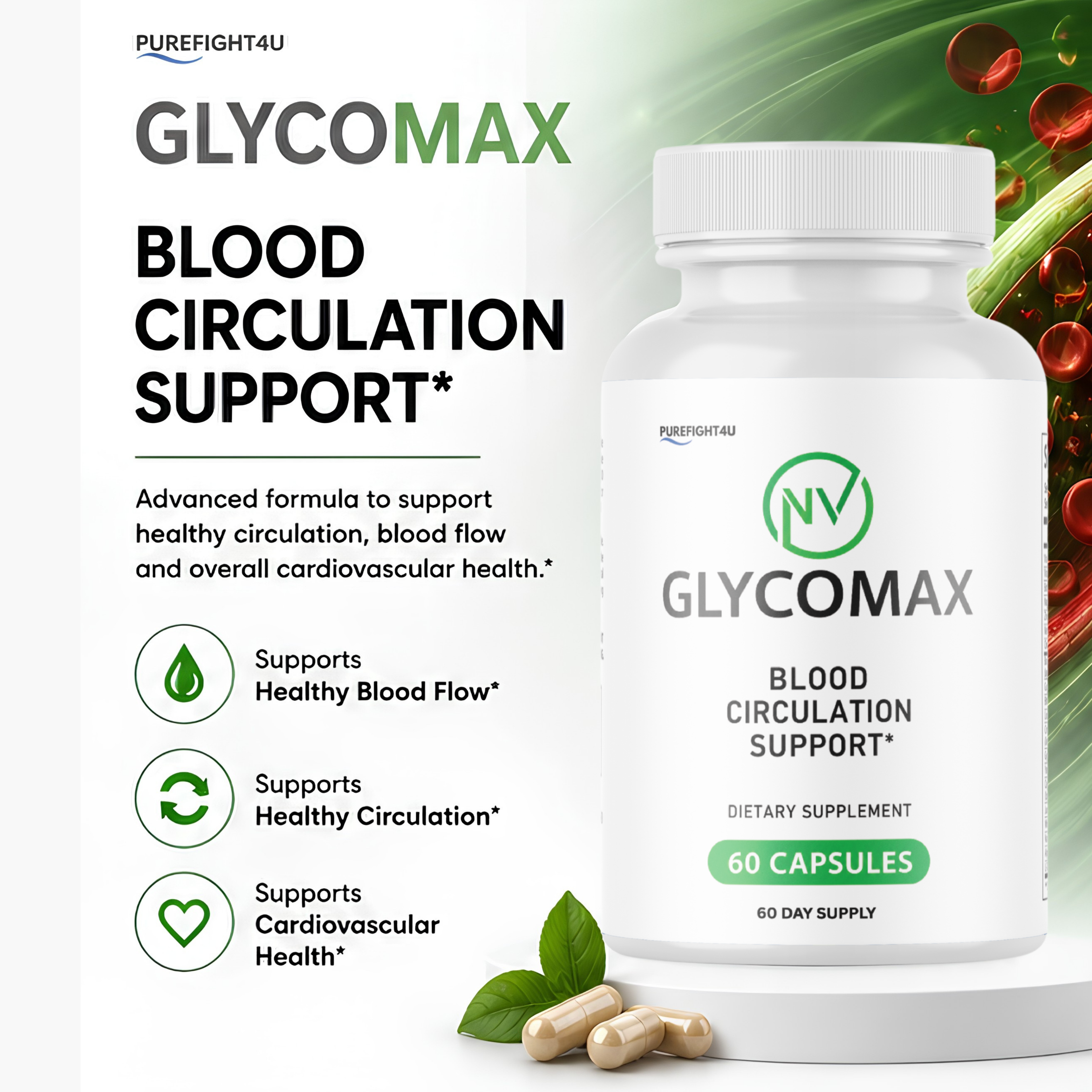 Glycomax - Blood Circulation Support Formula Supplement | 60 Capsules