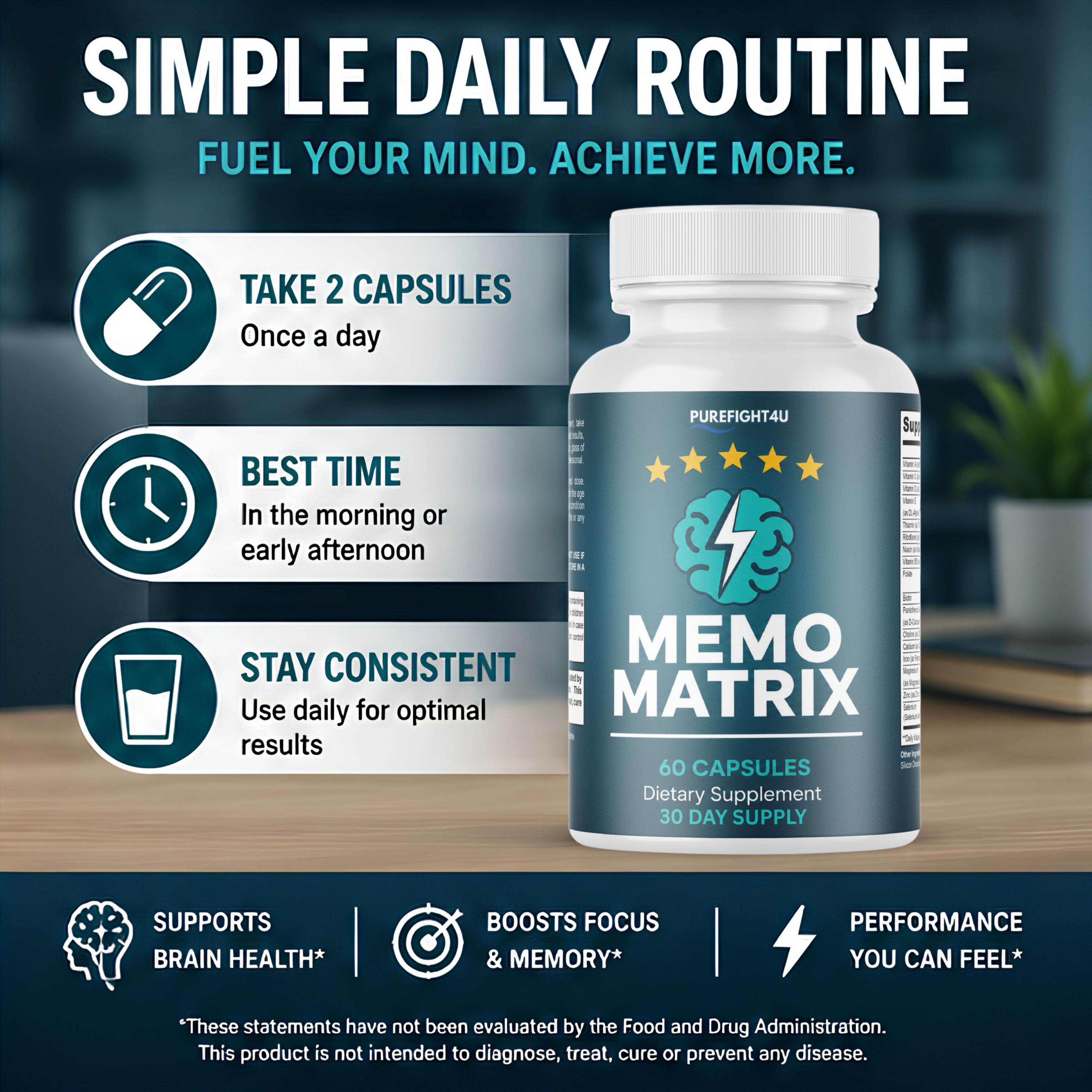 MemoMatrix Supports Cognitive Memory & Focus Supplement | 60 Capsules