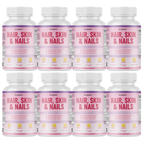 Purefight4u Hair, Skin & Nails Supports Healthy Hair Growth wBiotin - 8 Bottles