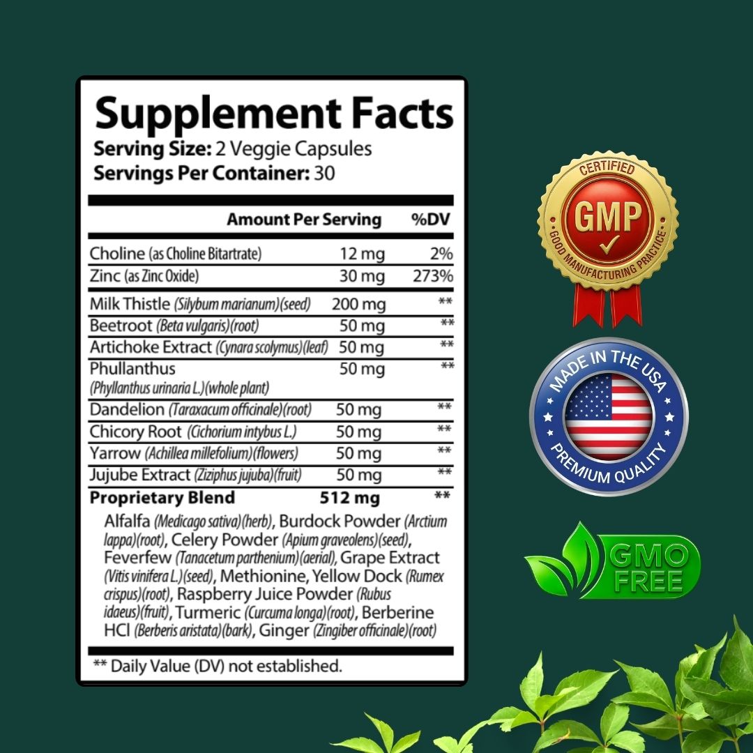 Liver Health Formula Cleanse Detox Health Support, Milk Thistle - 60 Capsules