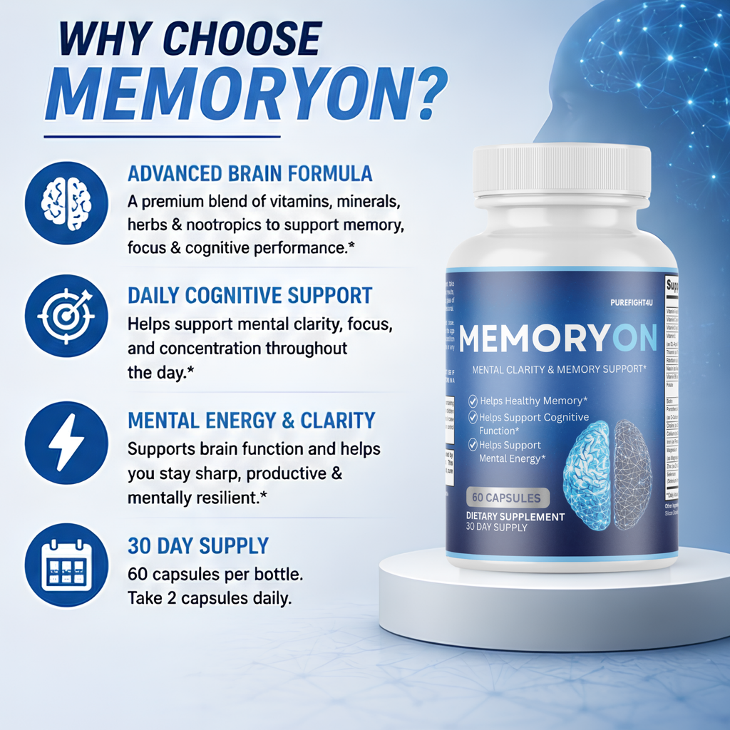 MemoryOn Brain Mental Clarity Support Supplement | 60 Capsules