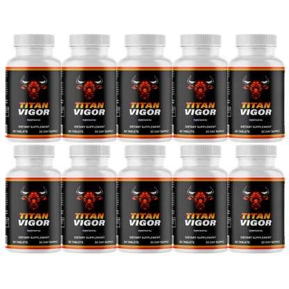 Titan Vigor for Men, Male Energy & Vitality Pills Supplement - 10 Bottles | 600 Tablets