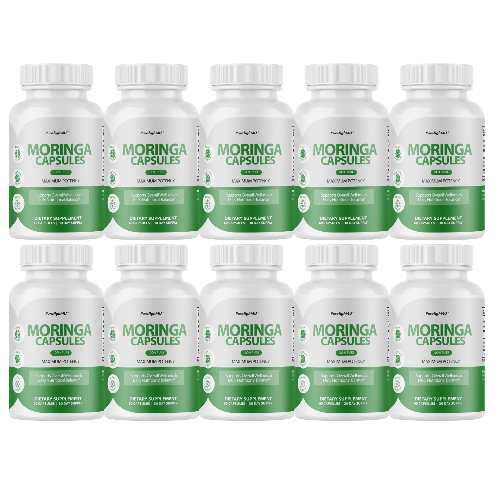 Moringa Capsules 100% Pure, Supports Overall Wellness Supplement - 60 Capsules
