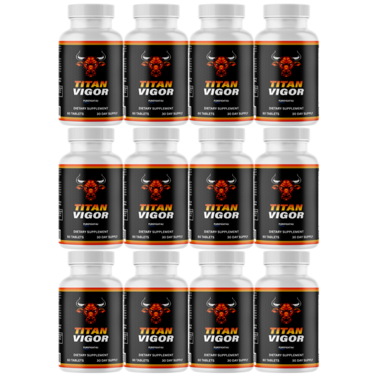 Titan Vigor for Men, Male Energy & Vitality Pills Supplement - 12 Bottles | 720 Tablets