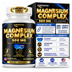 PureFight4U Magnesium Complex 500 mg, Multi-Form Magnesium Dietary Supplement, 60 Capsules