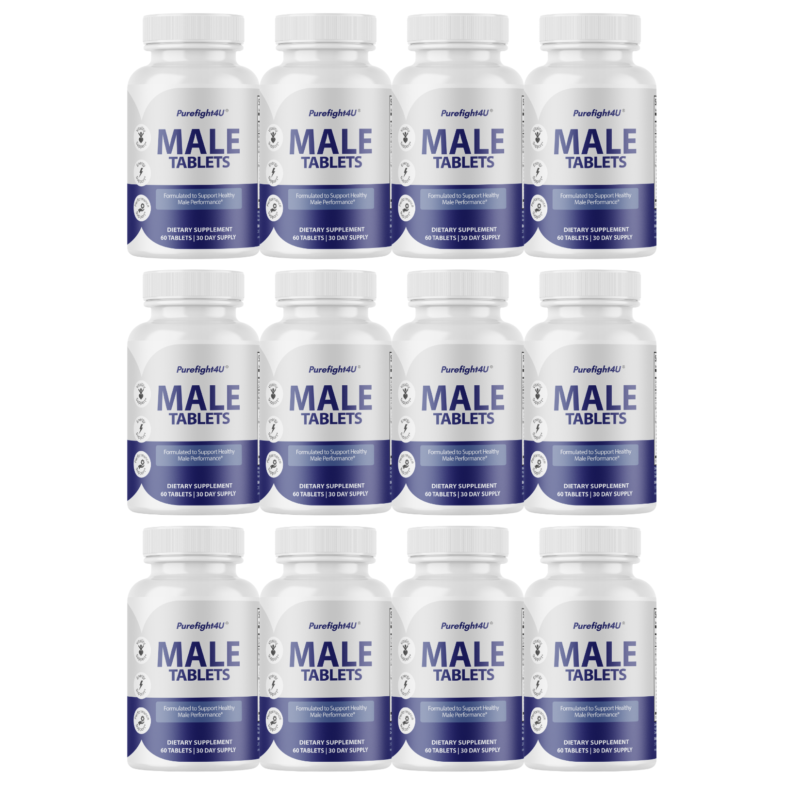 Male Tablets Daily Wellness Support for Energy & Vitality Supplement- 12 Bottles