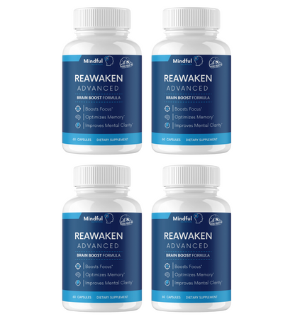 Reawaken Advanced Brain Boost Formula 4 Bottles 240 Capsules