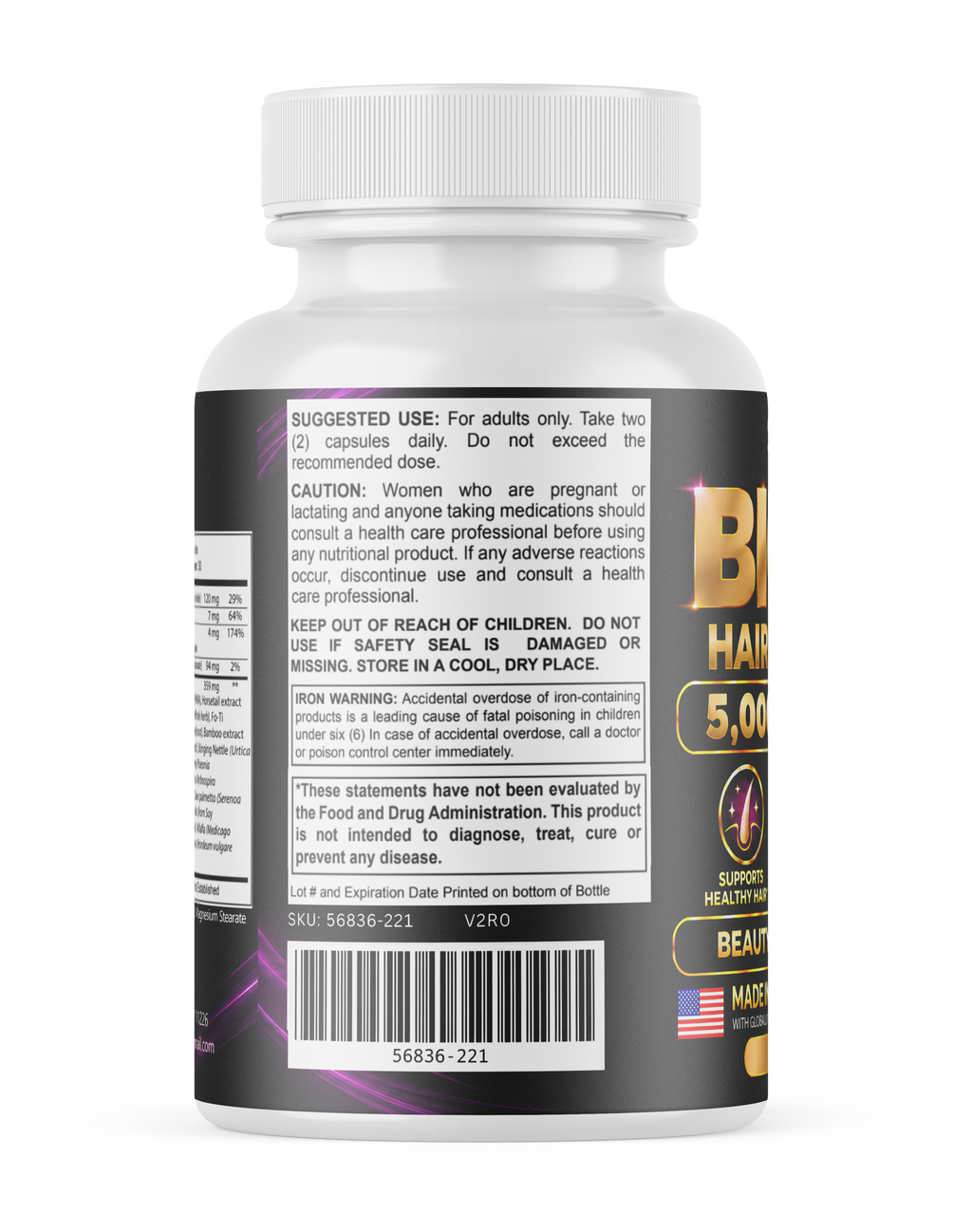 PureFight4U Biotin 5,000 mcg Dietary Supplement, Hair Skin & Nail Formula, 60 Capsules