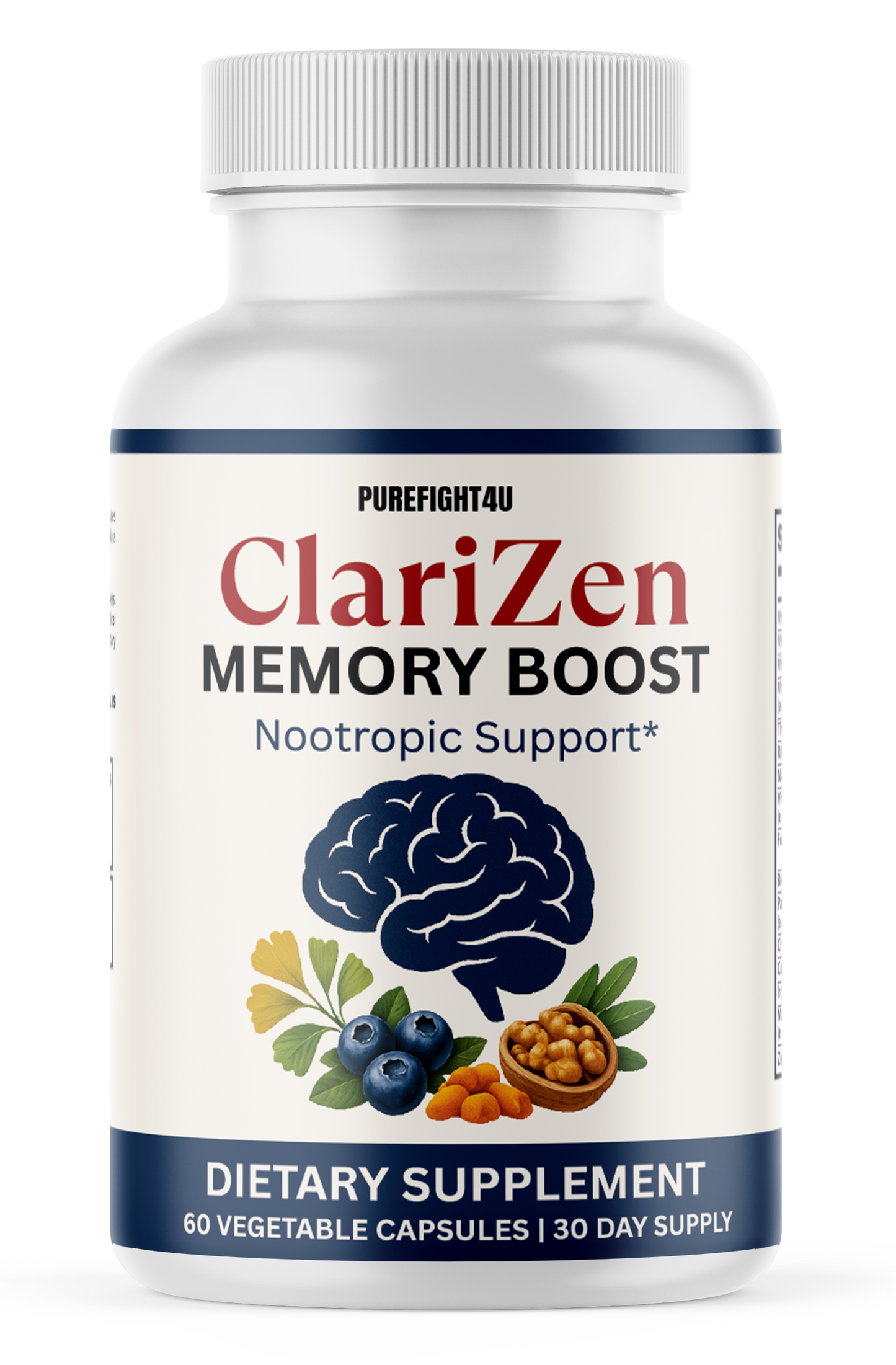 ClariZen Natural Nootropic Formula for Memory & Focus Support - 60 Capsules