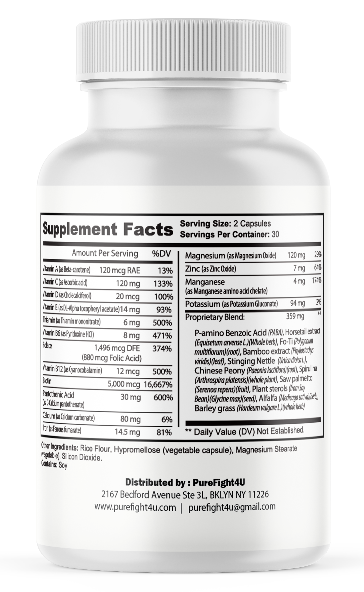 Hair Growth Hair, Skin & Nails Support Nutritional Supplement 60 Capsules